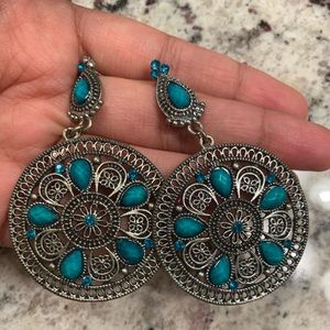 Indian faux turquoise earrings